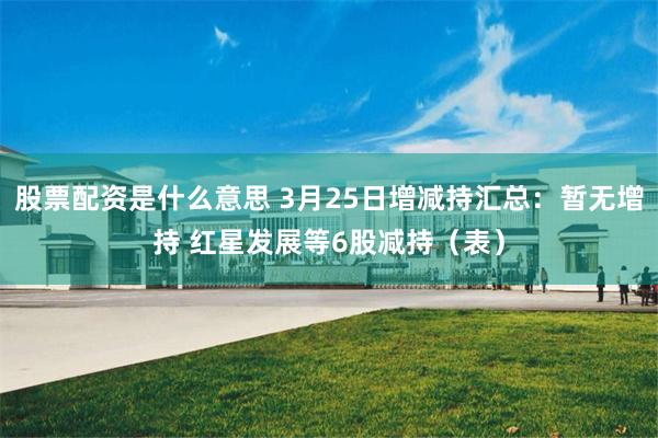 股票配资是什么意思 3月25日增减持汇总：暂无增持 红星发展等6股减持（表）