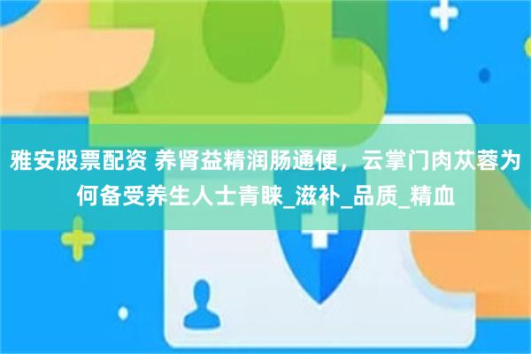 雅安股票配资 养肾益精润肠通便，云掌门肉苁蓉为何备受养生人士青睐_滋补_品质_精血