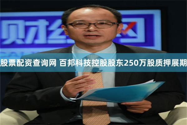 股票配资查询网 百邦科技控股股东250万股质押展期