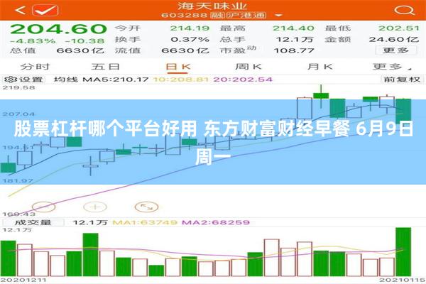 股票杠杆哪个平台好用 东方财富财经早餐 6月9日周一
