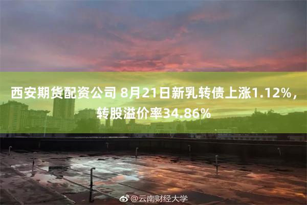 西安期货配资公司 8月21日新乳转债上涨1.12%，转股溢价率34.86%
