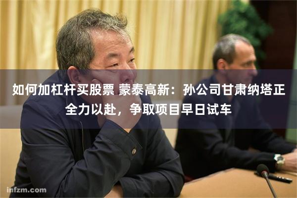 如何加杠杆买股票 蒙泰高新：孙公司甘肃纳塔正全力以赴，争取项目早日试车