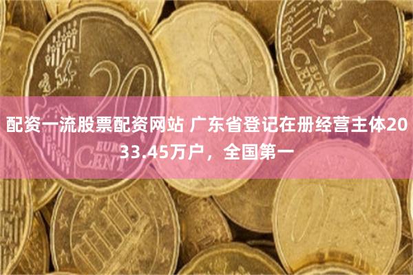 配资一流股票配资网站 广东省登记在册经营主体2033.45万户，全国第一