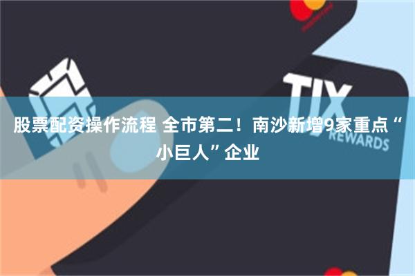 股票配资操作流程 全市第二！南沙新增9家重点“小巨人”企业