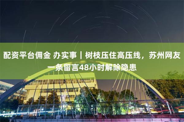配资平台佣金 办实事｜树枝压住高压线，苏州网友一条留言48小时解除隐患