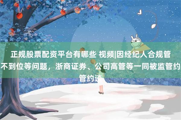 正规股票配资平台有哪些 视频|因经纪人合规管理不到位等问题，浙商证券、公司高管等一同被监管约谈