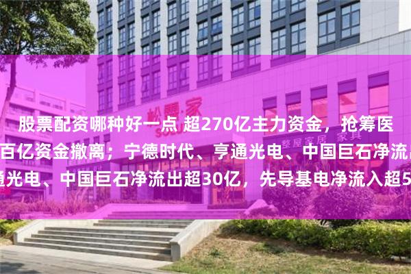 股票配资哪种好一点 超270亿主力资金，抢筹医药生物赛道；通信板块遭百亿资金撤离；宁德时代、亨通光电、中国巨石净流出超30亿，先导基电净流入超50亿