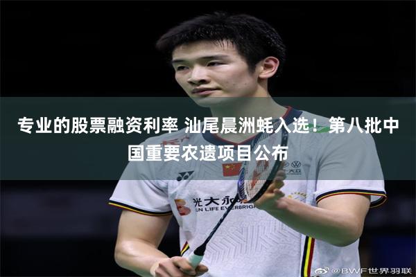 专业的股票融资利率 汕尾晨洲蚝入选!第八批中国重要农遗项目公布